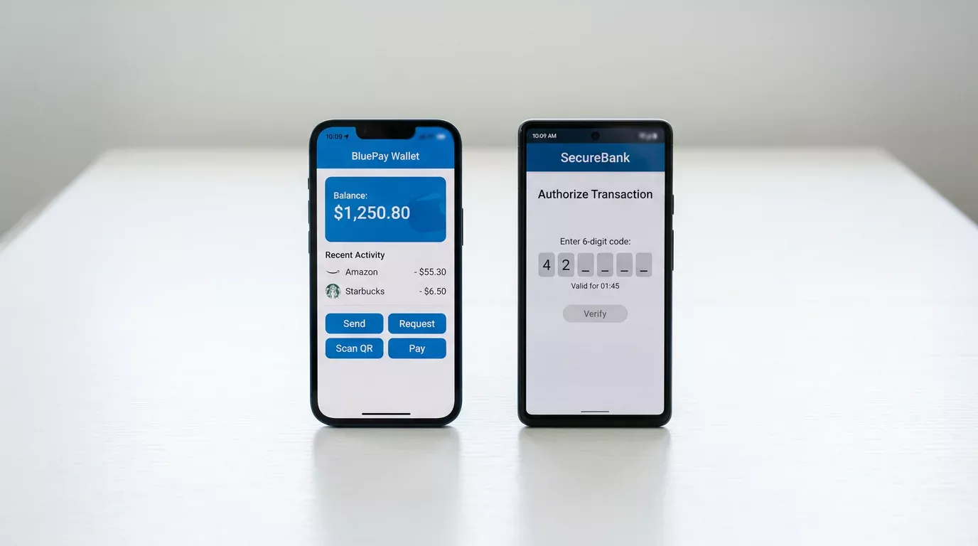 Dwa smartfony z aplikacjami płatniczymi ecoPayz i BLIK
